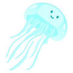 cute sea animal illustration with gradient color