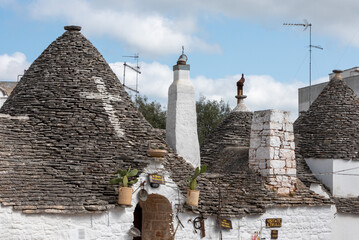 Typical pilled stone roof of a trullo in Alberobello, Southern Italy