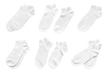Set with new socks on white background