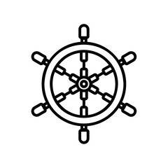 Obraz premium Ship or boat steering wheel icon for marine transportation