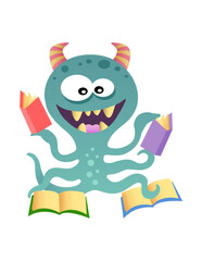 Octopus monster cartoon with tentacles 
