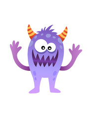 Scary monster cartoon with horns