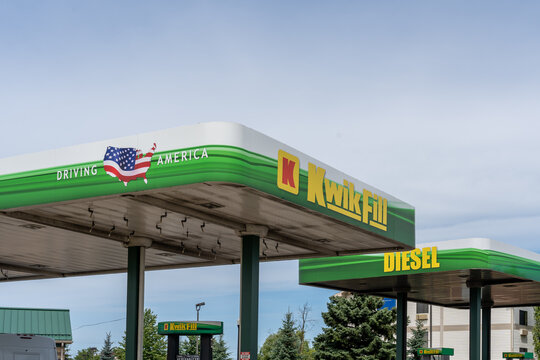 Buffalo, NY, USA - July 23, 2022: A Kwik Fill gas station in Buffalo, NY, USA. The Kwik Fill convenience store chain is operated by United Refining Company.