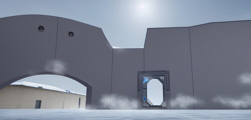 雪原に設置された未来の転移用ゲート	