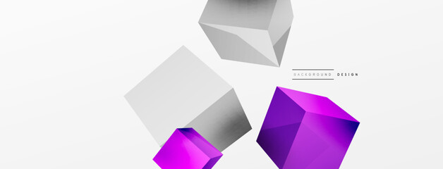 Fototapeta premium 3d cubes vector abstract background. Composition of 3d square shaped basic geometric elements. Trendy techno business template for wallpaper, banner, background or landing
