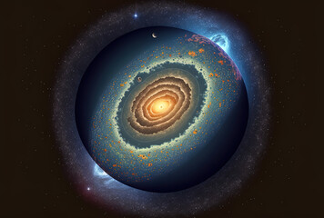 Illustration of the Milky Way galaxy and the Earth. Generative AI