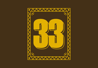 Number 33 in retro rectangle frame