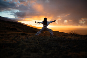 Sunrise and yoga in Hawaii