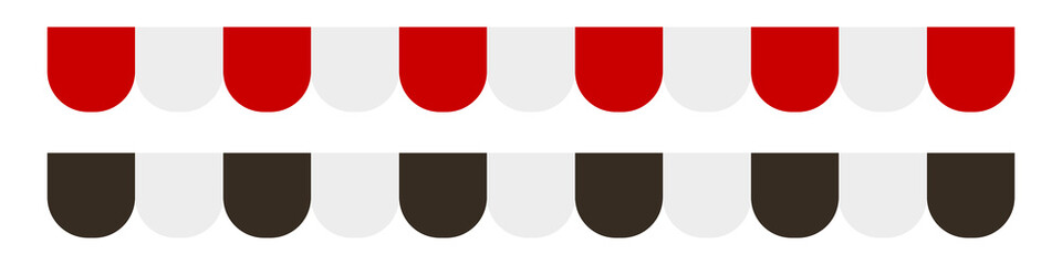 Red and black carnival awning border. Flat vector illustration isolated on white