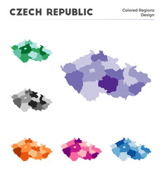 Czech Republic map collection. Borders of Czech Republic for your infographic. Colored country regions. Vector illustration.