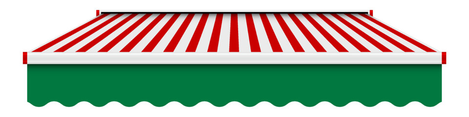 Striped awning in italy flag colors. 3D realistic vector illustration isolated on white