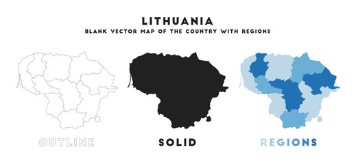 Lithuania map. Borders of Lithuania for your infographic. Vector country shape. Vector illustration.