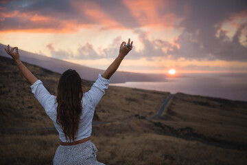 Sunrise and yoga in Hawaii