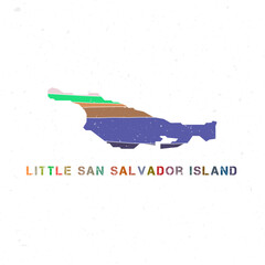 Little San Salvador Island map design. Shape of the island with beautiful geometric waves and grunge texture. Astonishing vector illustration.