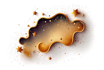 Obraz premium Gold galaxy with stars in a white backdrop. Generative AI