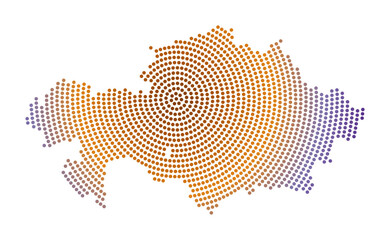 Kazakhstan dotted map. Digital style shape of Kazakhstan. Tech icon of the country with gradiented dots. Amazing vector illustration. - obrazy, fototapety, plakaty