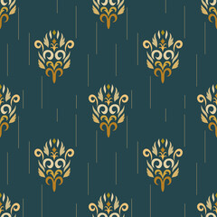 Abstract green Indigo  geometric traditional ethnic pattern Ikat seamless pattern abstract design for fabric print cloth dress carpet curtains and sarong Aztec African Indian Indonesian 