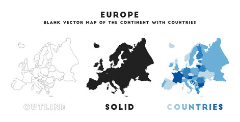 Europe map. Borders of Europe for your infographic. Vector continent shape. Vector illustration. © Eugene Ga