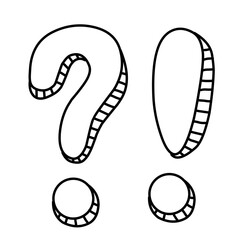 Set of handwritten question marks and exclamation point