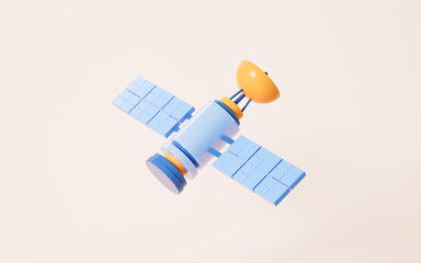 A satellite in the yellow background, 3d rendering.