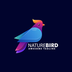 Vector Logo Illustration Nature Bird Gradient Colorful Style.