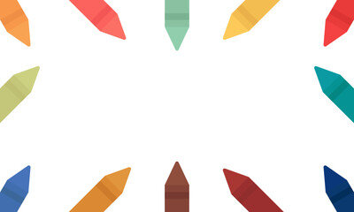 colorful crayon background on white background