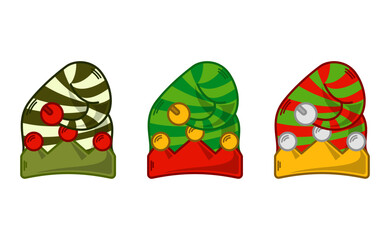 Cartoon Elf Hat Illustration. Set of Variation Colors. EPS 10 Vector
