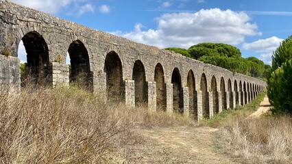 Fototapeta na wymiar Tomar Aqueduct templar castle Portugal historic 