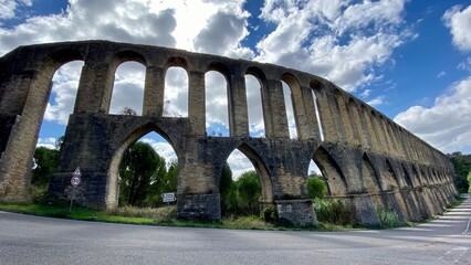 Fototapeta na wymiar Tomar Aqueduct templar castle Portugal historic 