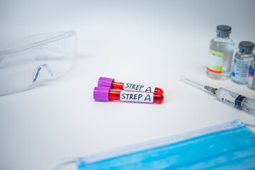 Blood collection tubes Group A Streptococcus(strep A or GAS) test positive results,medical concept
