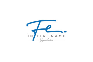Initial FE signature logo template vector. Hand drawn Calligraphy lettering Vector illustration.
