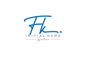 Initial FK signature logo template vector. Hand drawn Calligraphy lettering Vector illustration.
