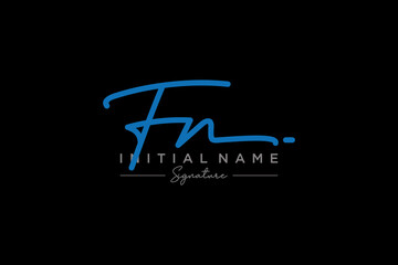 Initial FN signature logo template vector. Hand drawn Calligraphy lettering Vector illustration.
