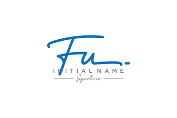Initial FU signature logo template vector. Hand drawn Calligraphy lettering Vector illustration.
