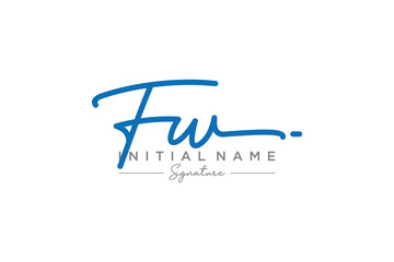 Initial FW signature logo template vector. Hand drawn Calligraphy lettering Vector illustration.
