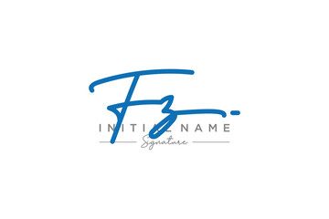 Initial FZ signature logo template vector. Hand drawn Calligraphy lettering Vector illustration.
