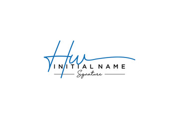 Initial HW signature logo template vector. Hand drawn Calligraphy lettering Vector illustration.
