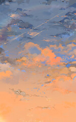 Sunset sky full of cloud  background	
