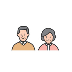 年配夫婦の上半身イラスト