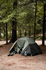 camping in the forest