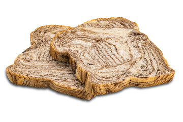 Slice of bread against white background.