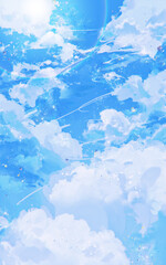 Bright blue sky full of cloud background