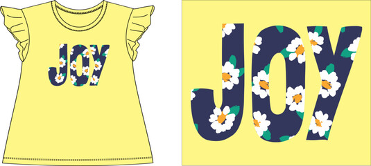 JOY FLOWERS t-shirt graphic design vector illustration
