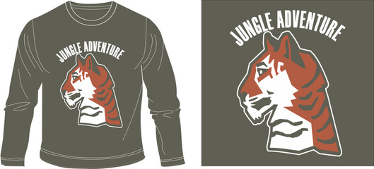 JUNGLE ADVENTURE TIGER t-shirt graphic design vector illustration
