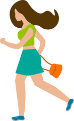 A woman is running for shopping.