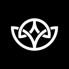 abstract flower art logo vector design in black and white colors