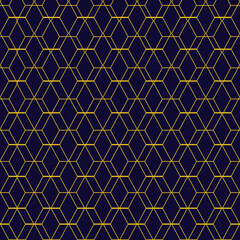 Abstract shape idae geometric pattern striped gold on blue background fabric