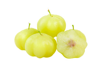 Star Gooseberry bunch (Phyllanthus acidus) fruit isolated on transparent png