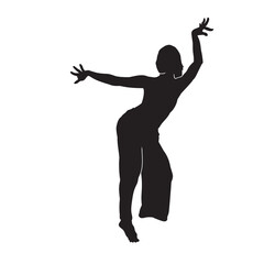Fototapeta na wymiar Silhouette of a woman dancing happily. vector illustration on white background.