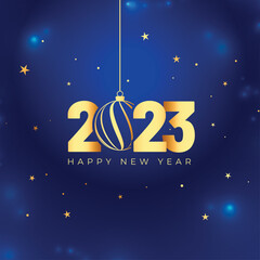 Obraz na płótnie Canvas 2023 new year banner with christmas bauble design in shiny background vector illustration